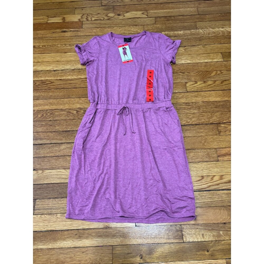 32 Degrees Cool Womens Dress Size Medium Purple Short Sleeve Pockets Stretch NWT